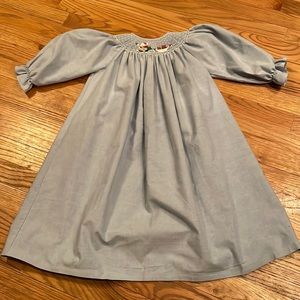 Amanda Remembered smocked dress-size 4t- blue-Santa and sleigh-gorgeous!!